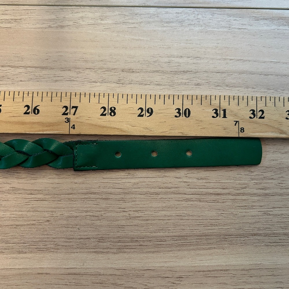 Green Leather Belt Braided Size S Boho Vintage - Picture 8 of 9